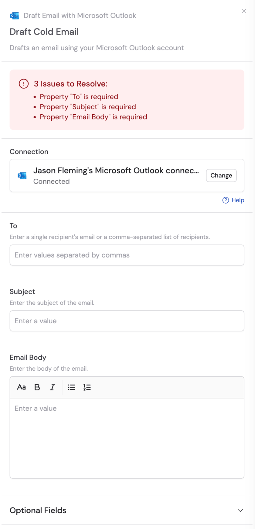 Draft Email Visual Draft email with Outlook - Cassidy