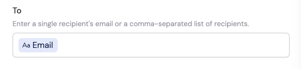 To field for email recipients