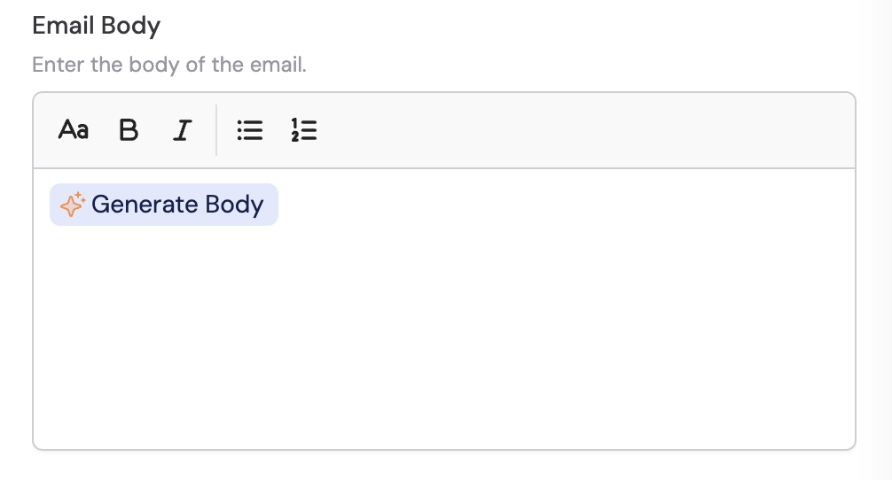 Email Body field with variable reference