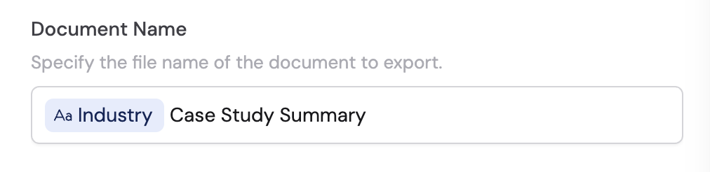 Document name field for the CSV