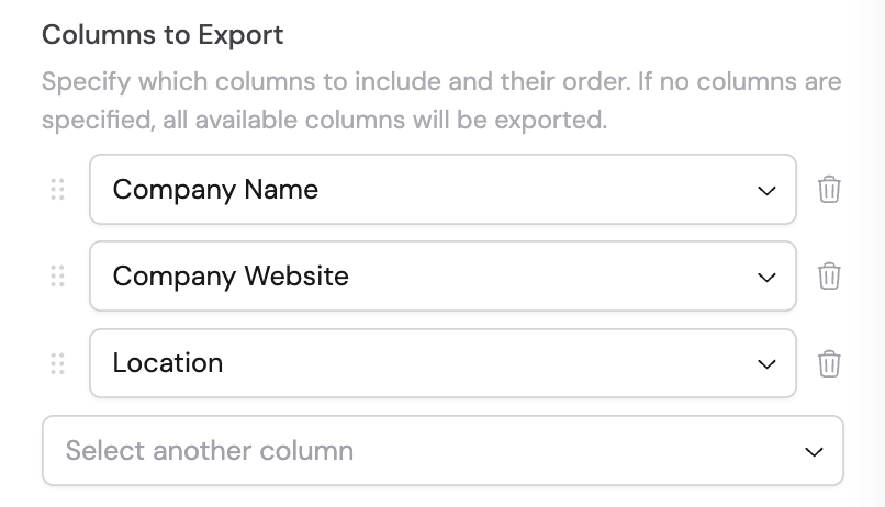 Column configuration with drag-and-drop reordering