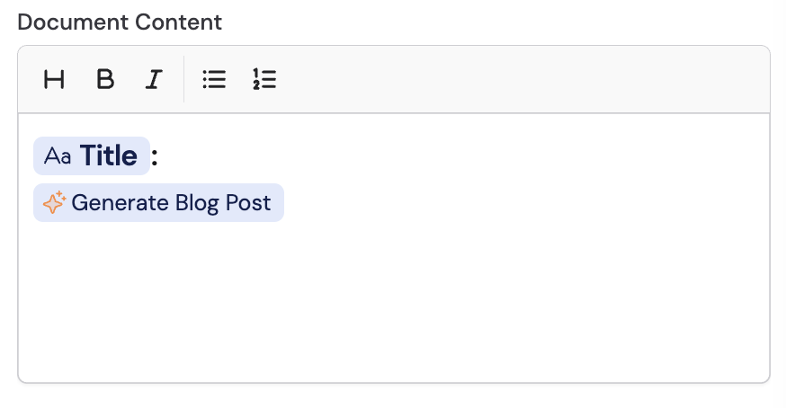 Document content field with variables