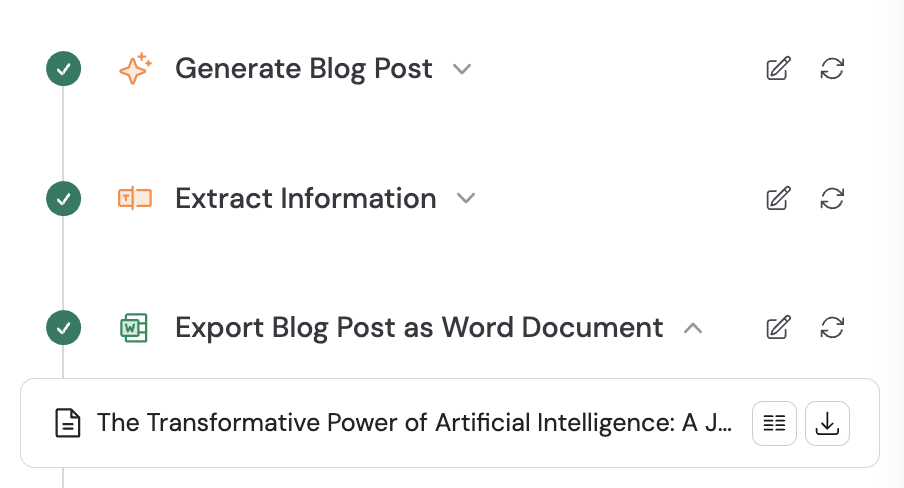 Preview and download icons in the results panel