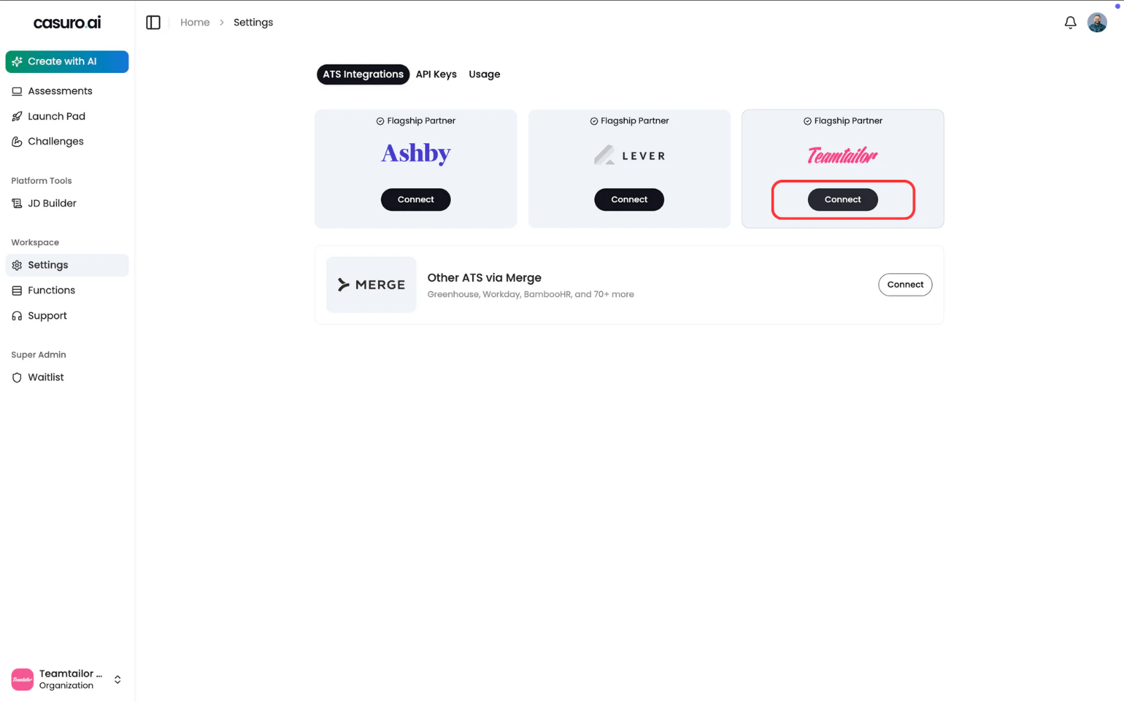Connect to Teamtailor