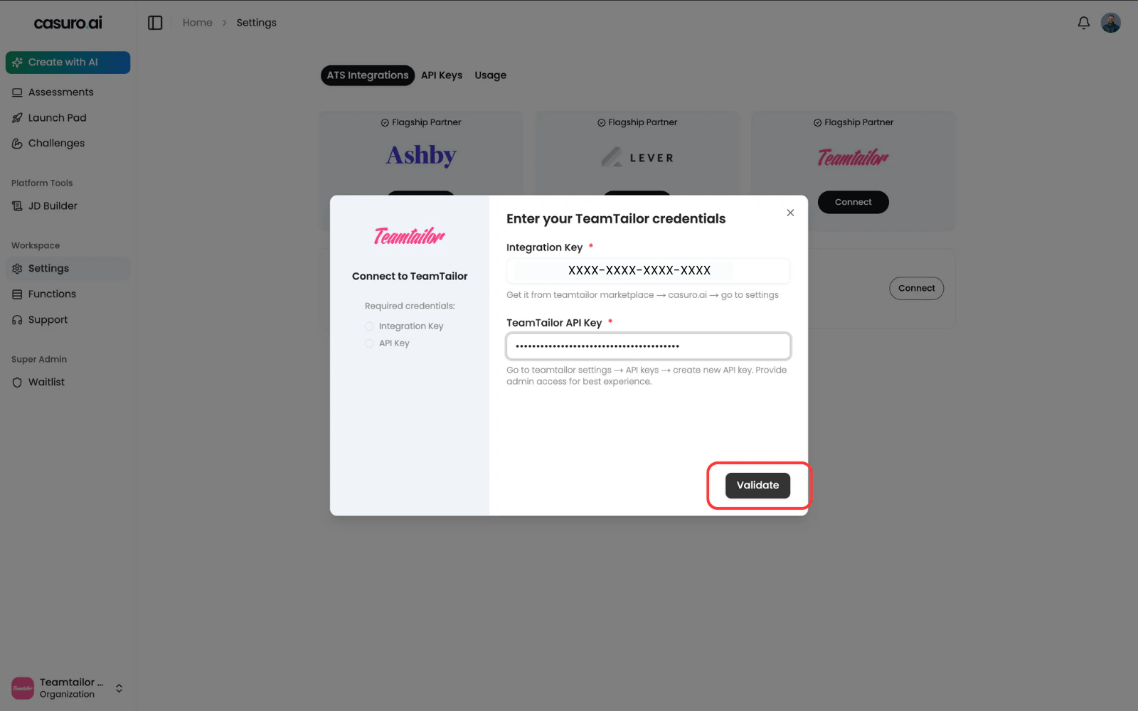 Validate Keys