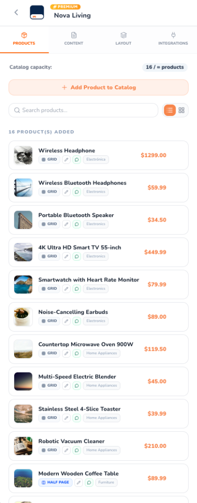 Products Tab Light Mode