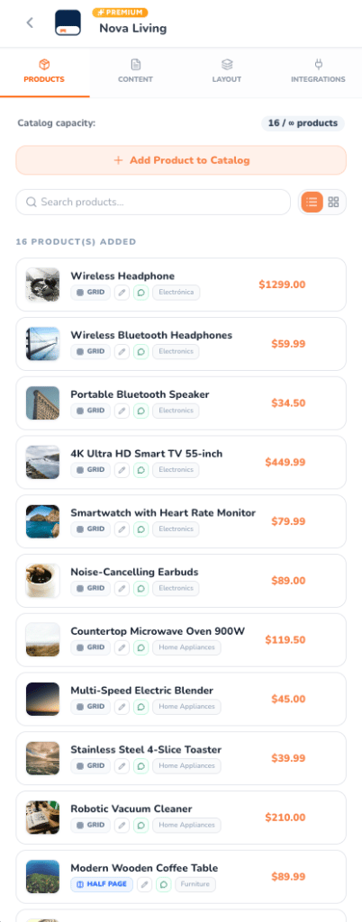 Products Tab Light Mode