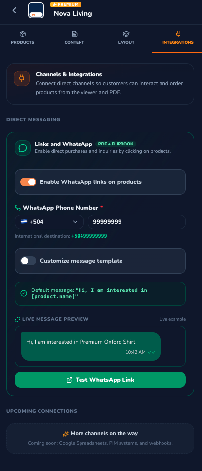 Integrations Tab Dark Mode
