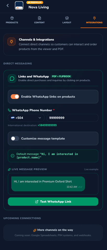 Integrations Tab Dark Mode