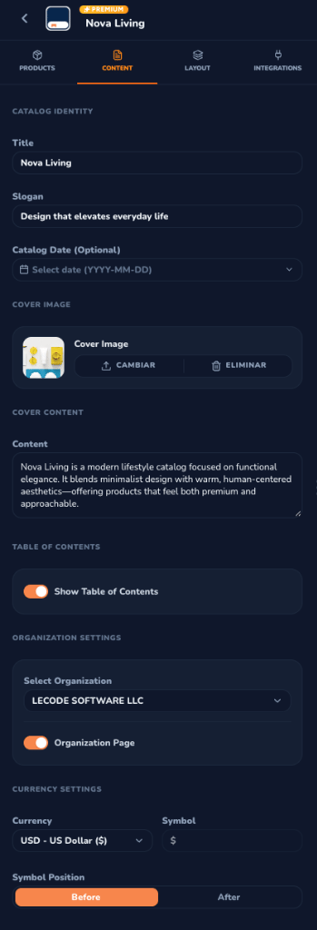 Content Tab Dark Mode