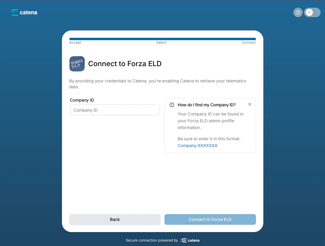 TSP credential input form