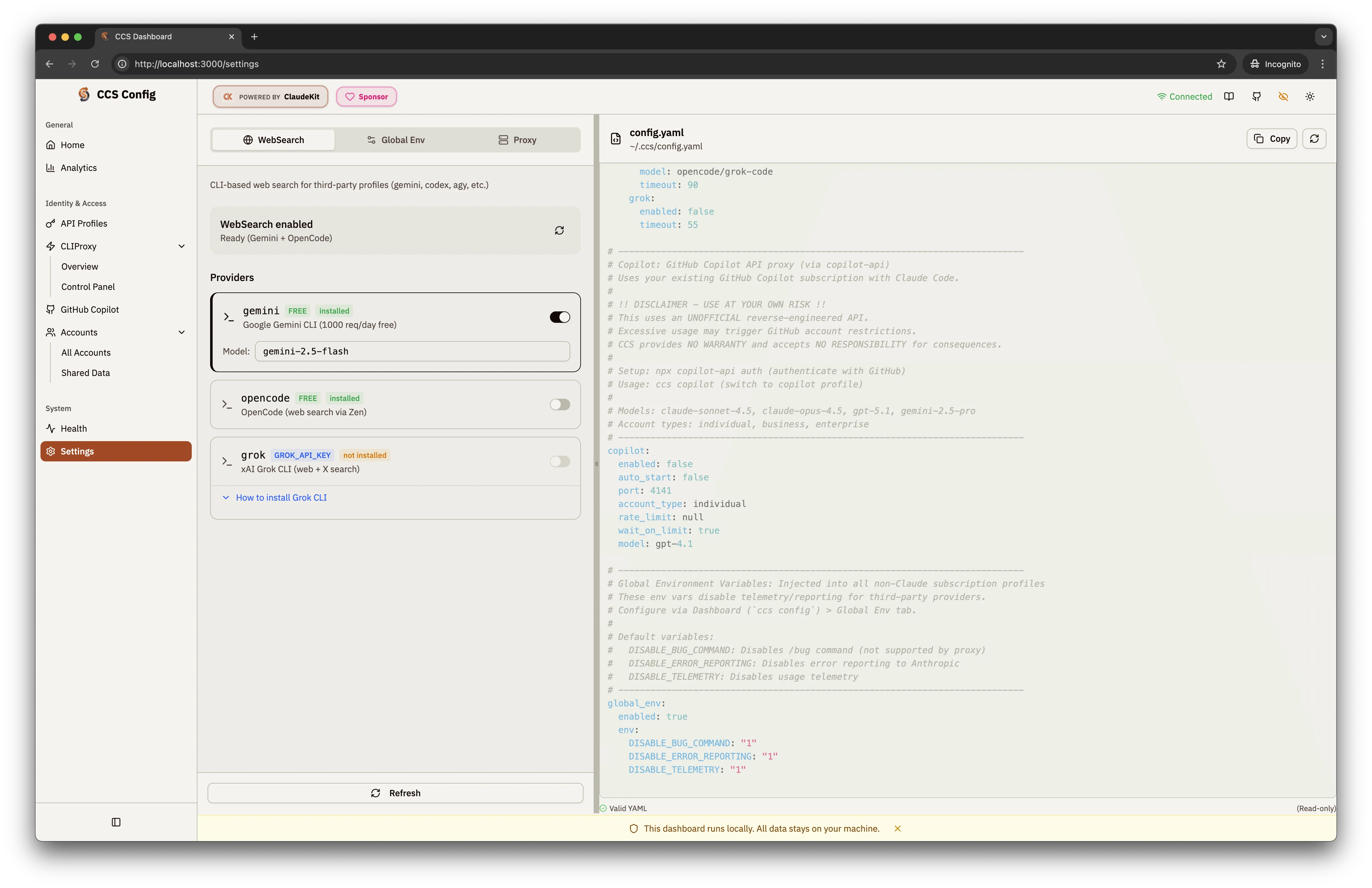 WebSearch Configuration - Light