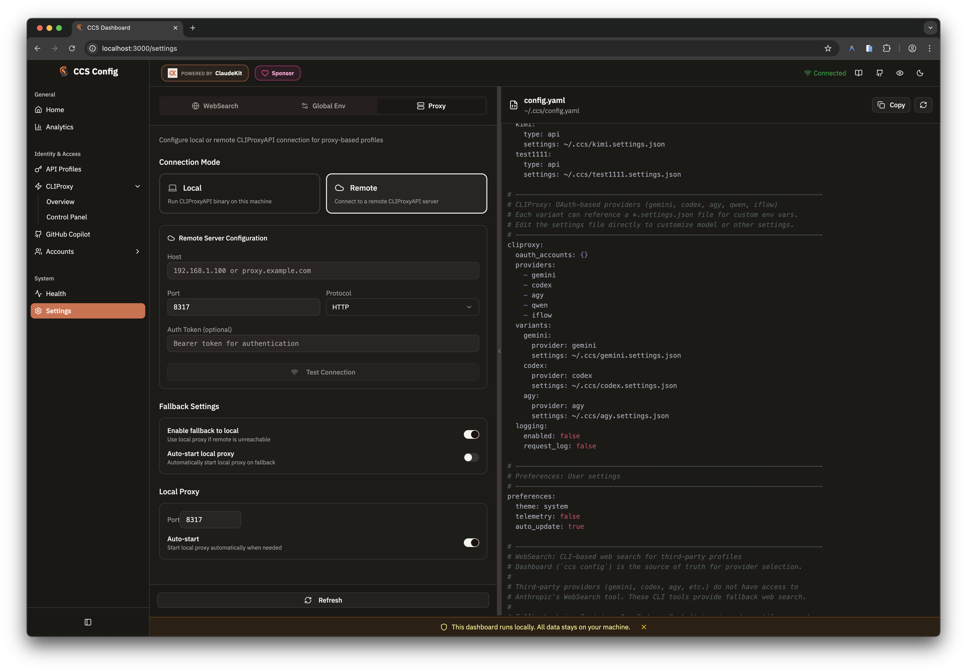 Remote Proxy Settings