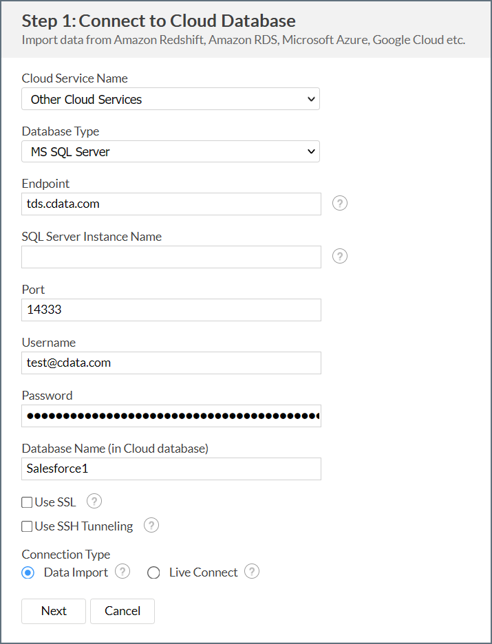 Zoho Analytics Connection