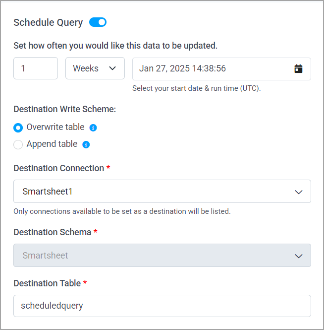 Scheduled queries schedule