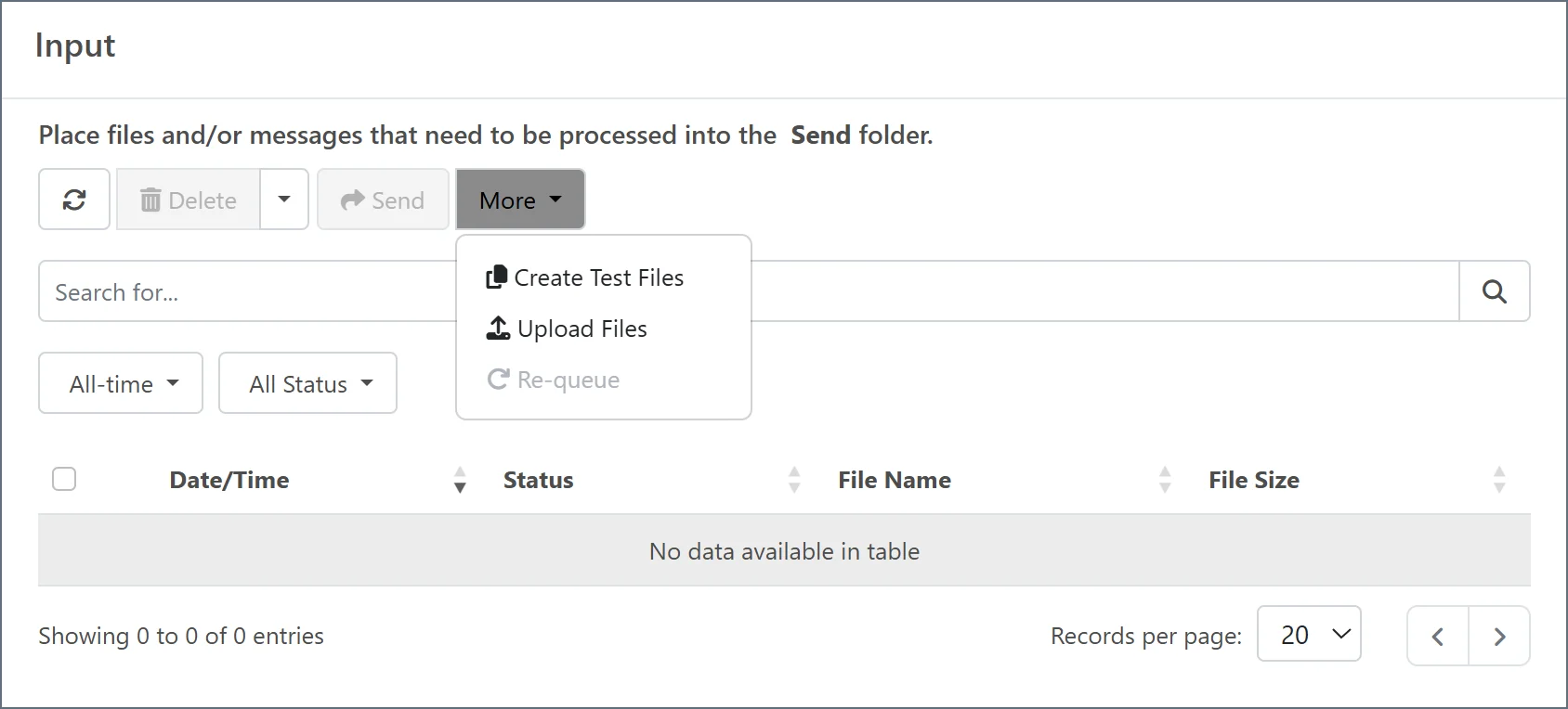 Uploading files via the Transactions tab