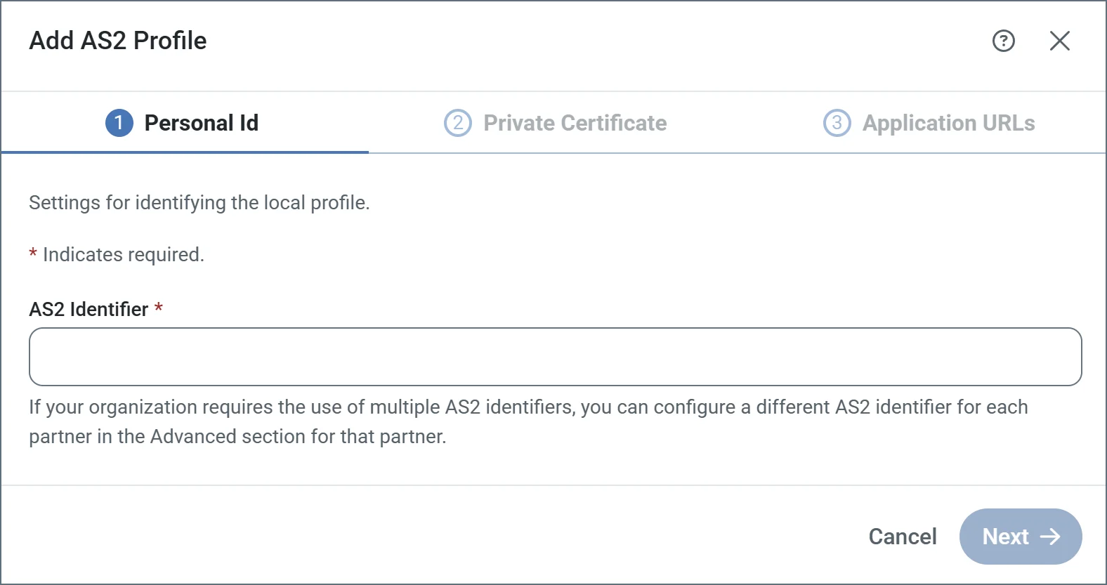AS2 identifier configuration