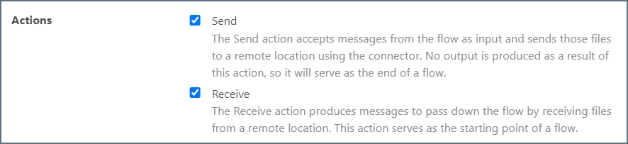 Connector action checkboxes