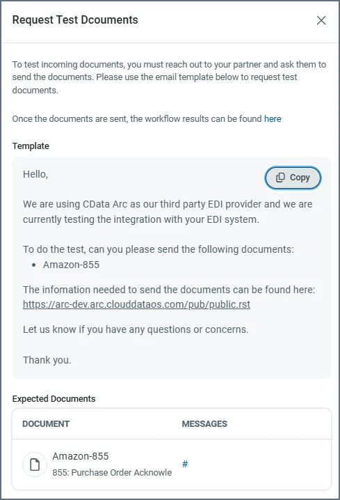 Sample passive incoming email template