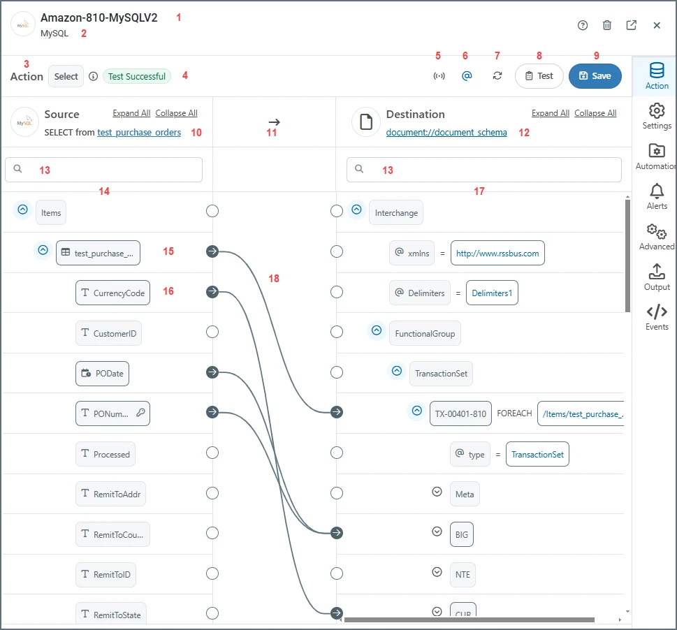 Annotated outgoing document mapping