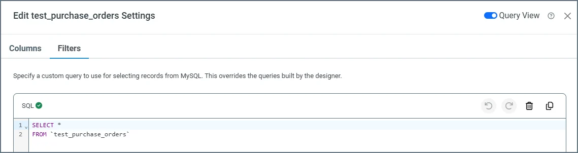 Query View mode in the mapping filter