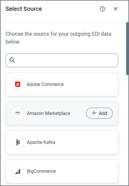 Select Source connector dialog