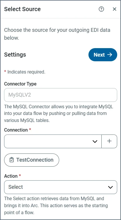 Source connector configuration