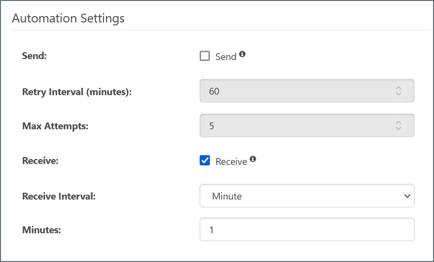 Receive automation settings
