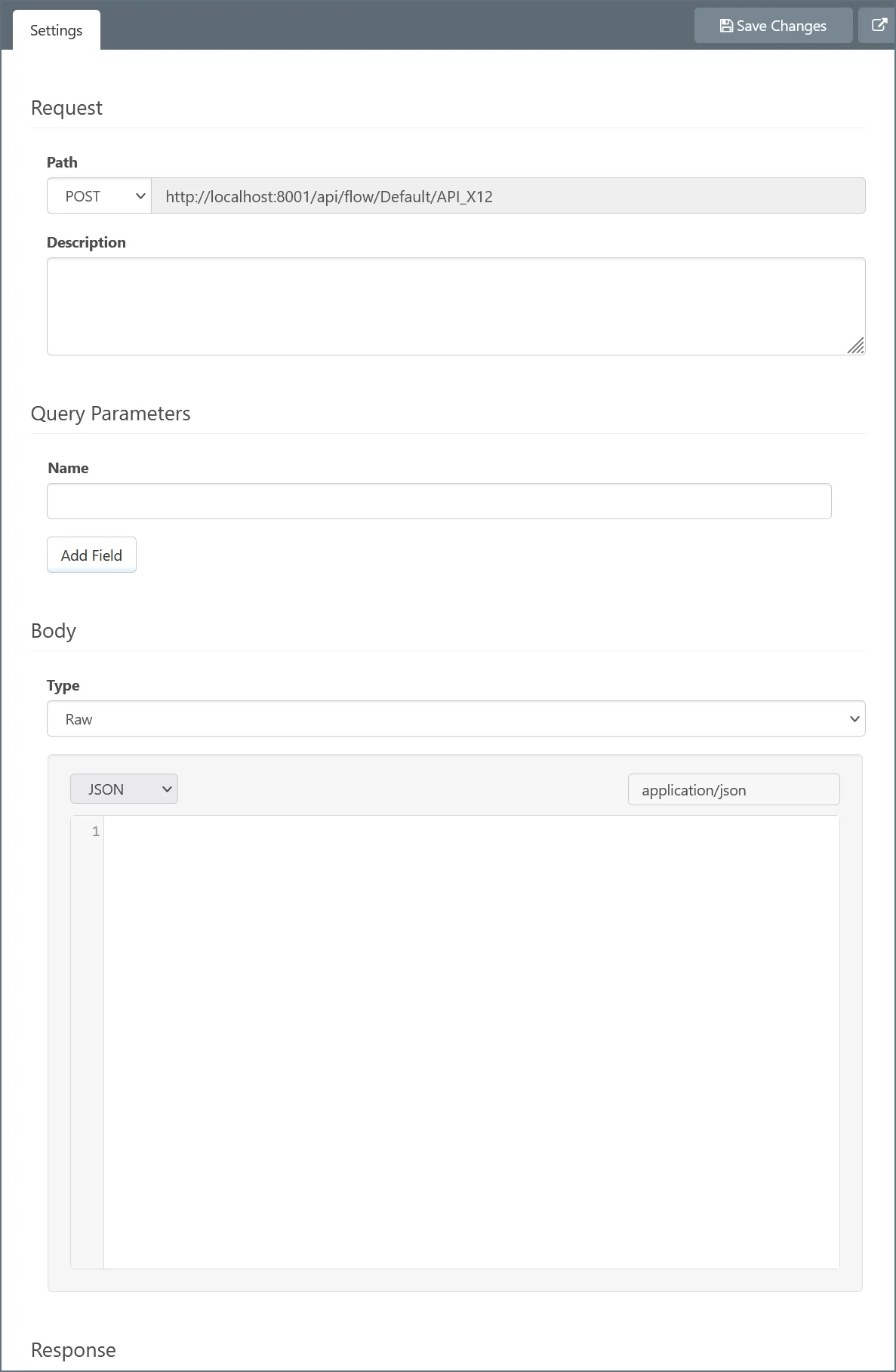 Flow API settings pane