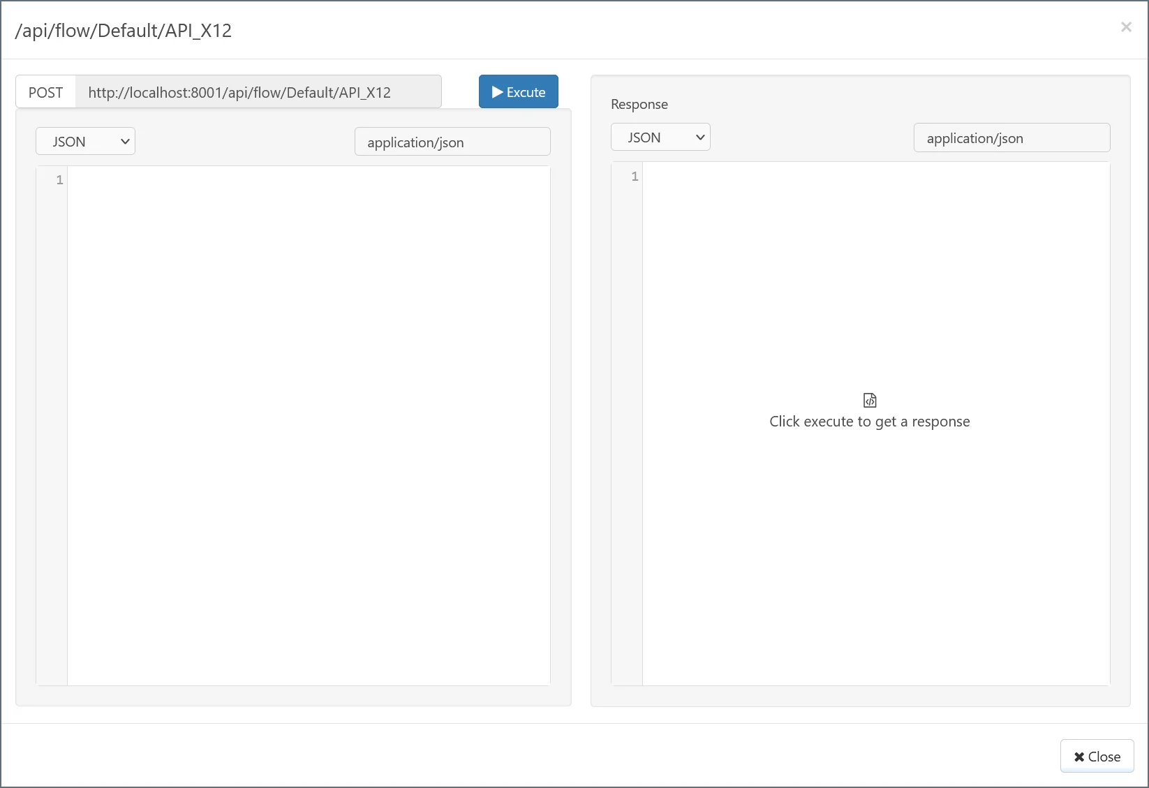 Flow API testing pane