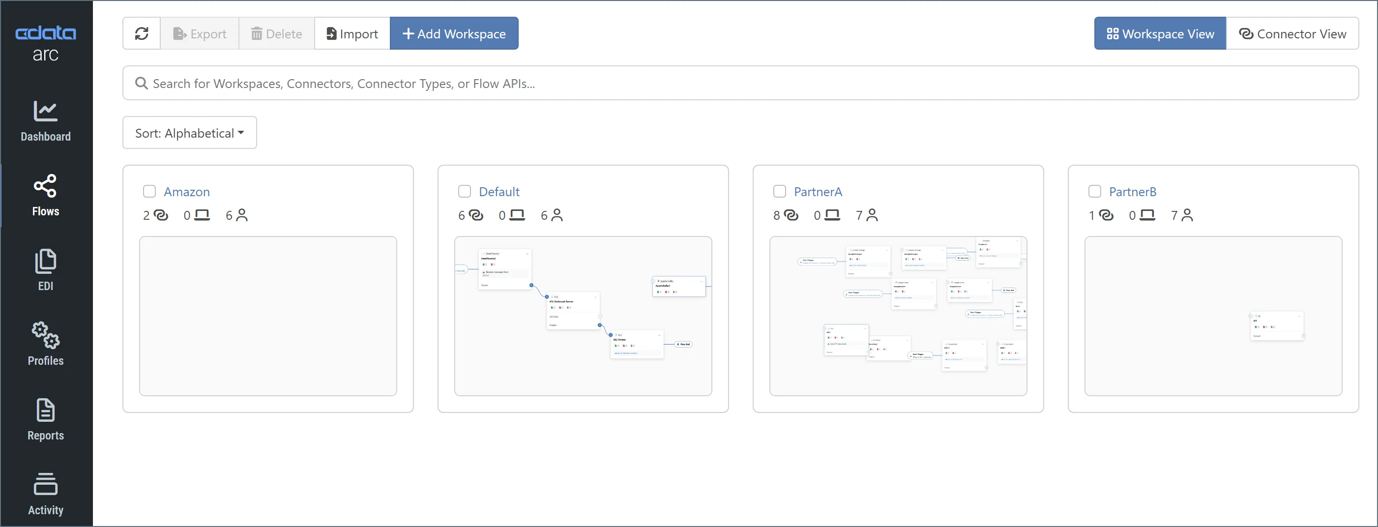 Flows workspace grid
