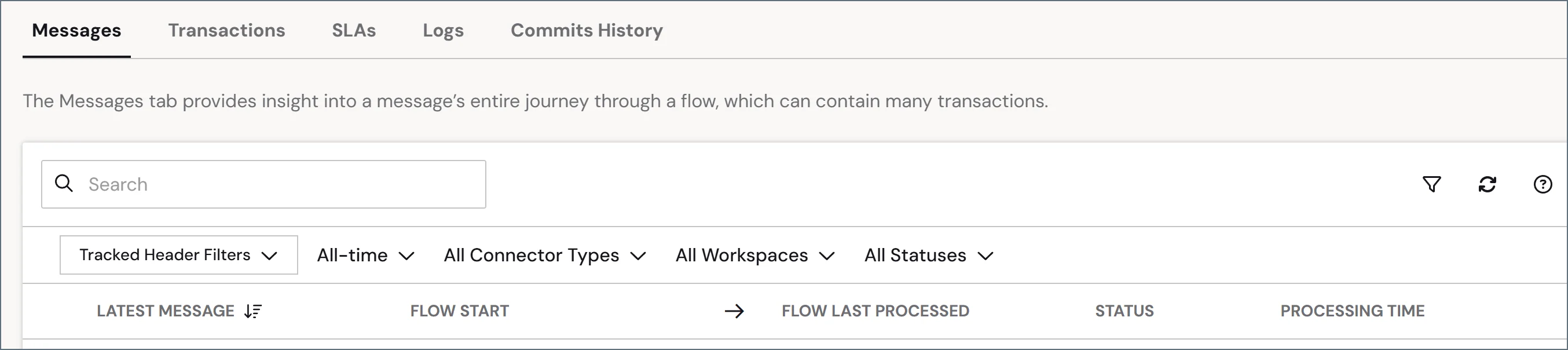Log filter panel