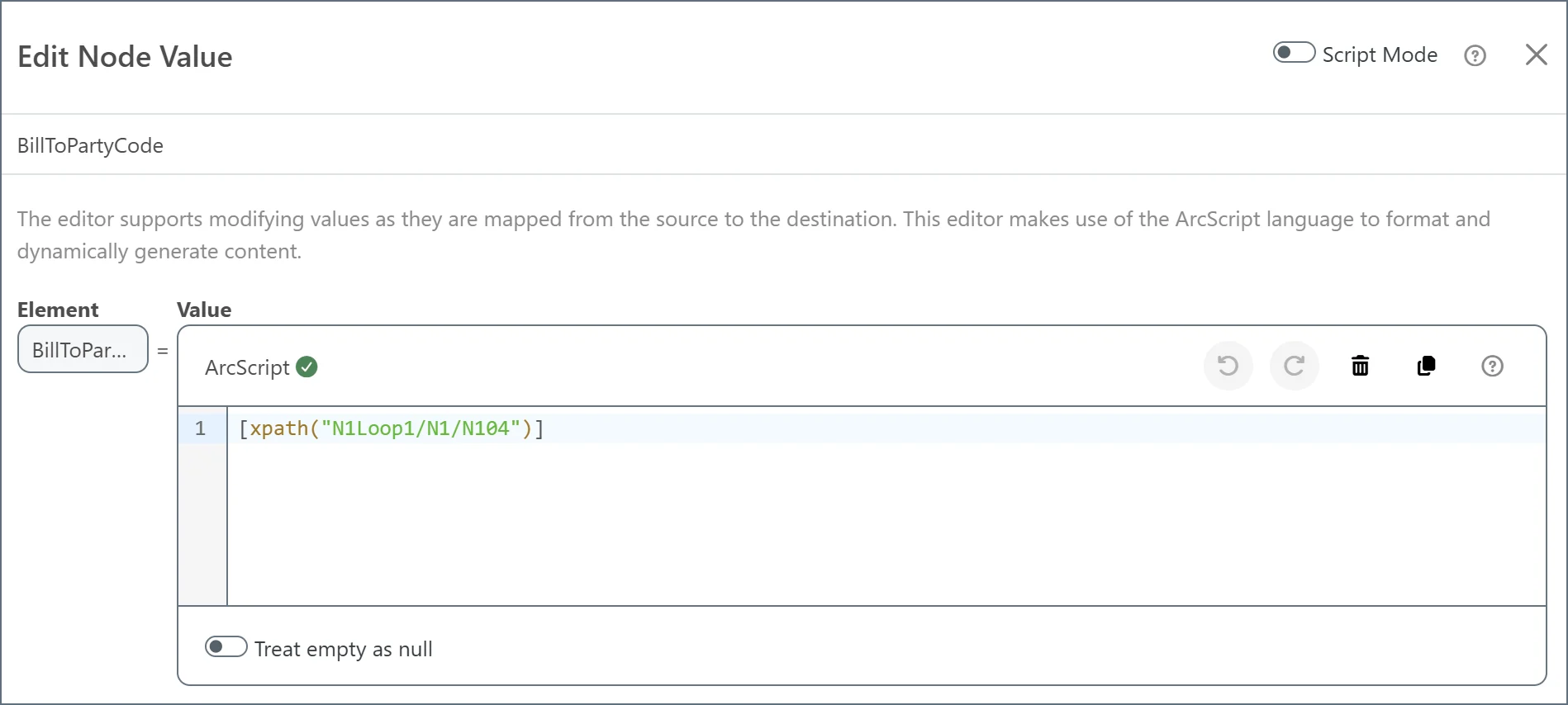Node Value editor for BillToPartyCode