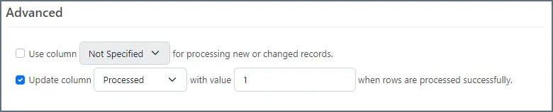 MySQL Select configuration with update value for Processed column