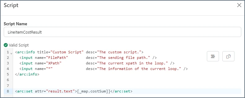 TDS01 element with _map.costSum reference