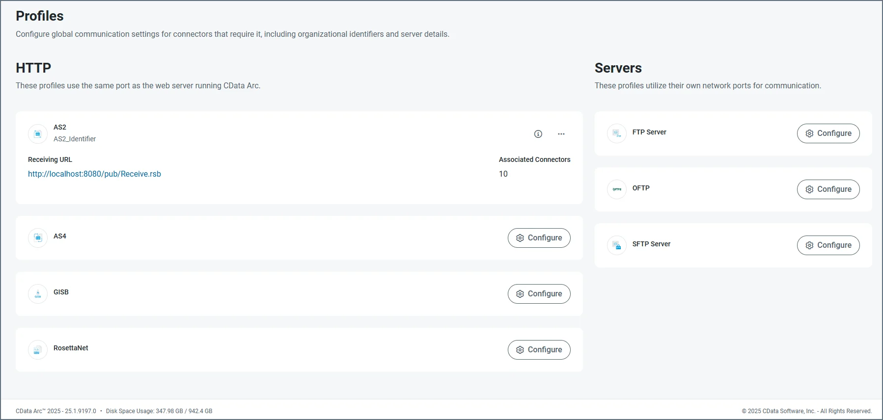 Profiles page
