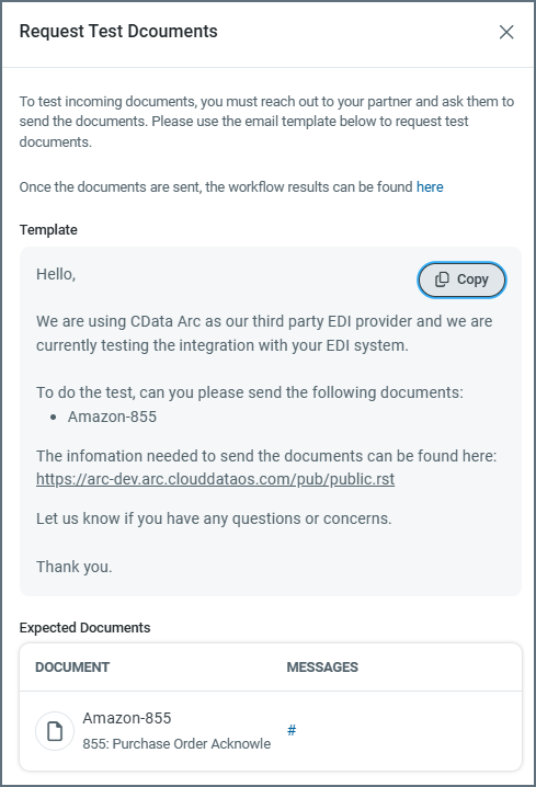 Sample passive incoming email template