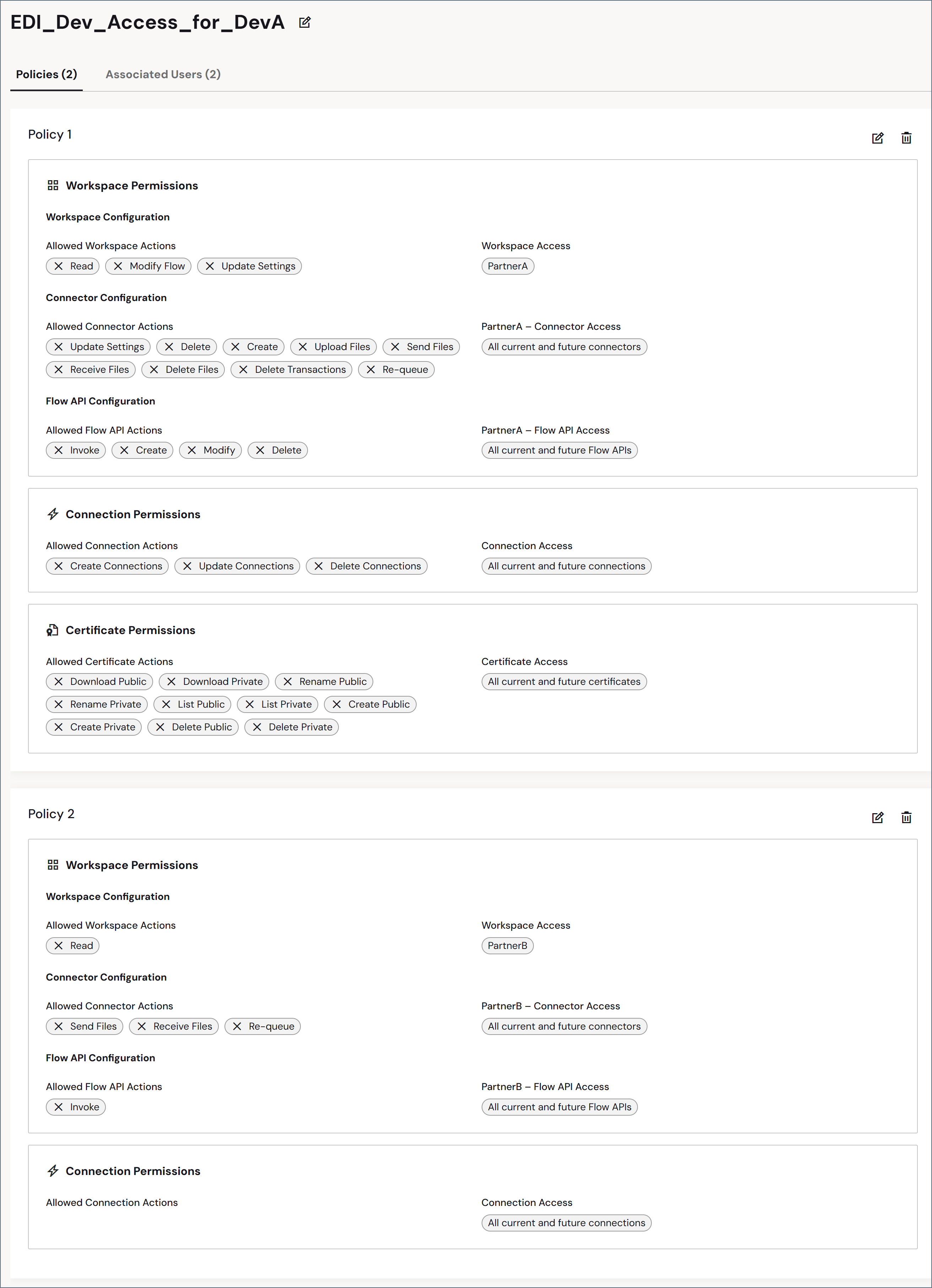 Role with two completed policies
