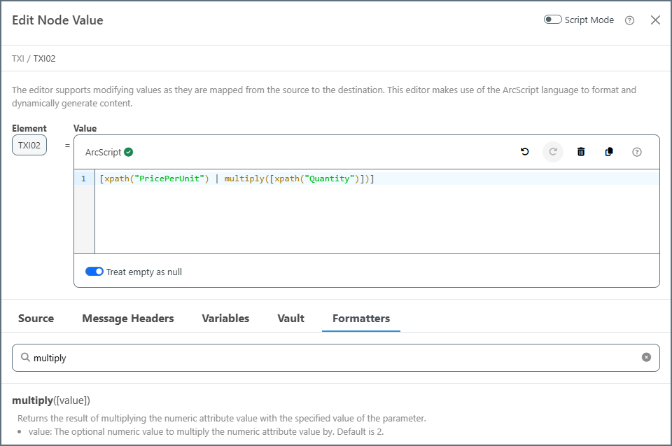 Tax expression with multiply formatter for quantity