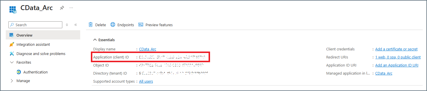 Azure アプリ登録のアプリケーションクライアントID
