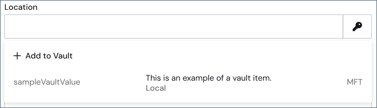 Vault アイテムの選択ドロップダウン