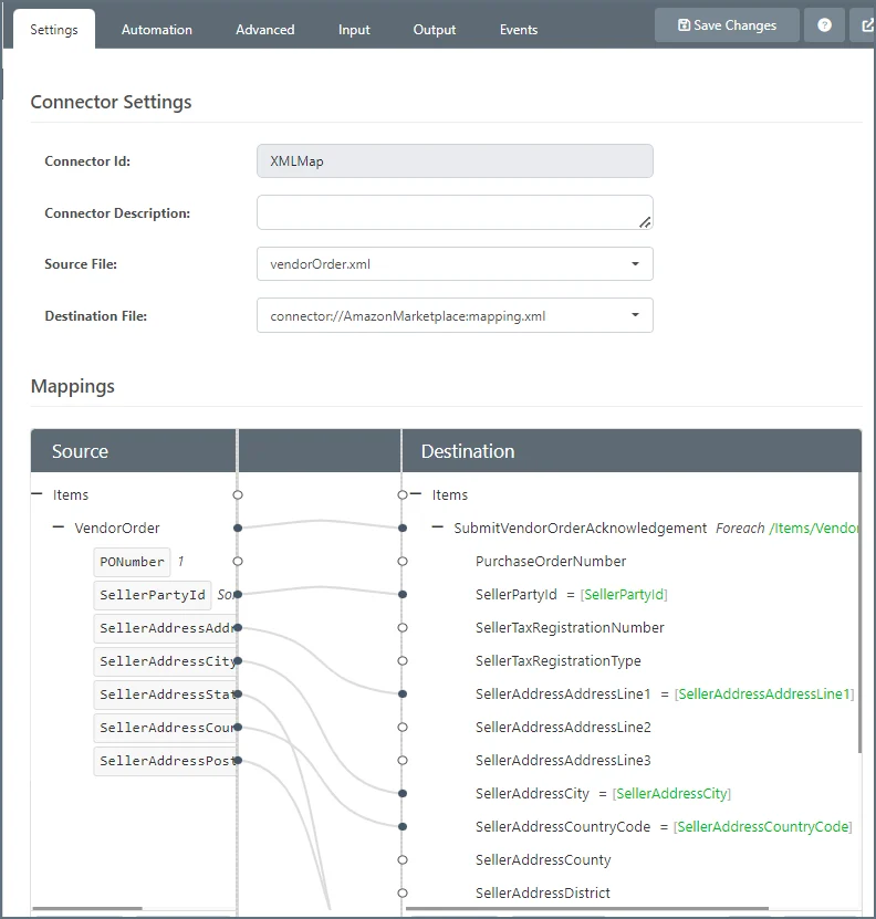 Amazon Marketplace Submit Vendor Order Acknowledgement XML Mapping