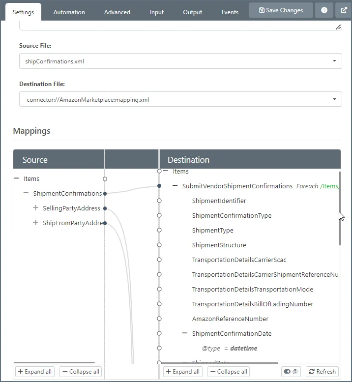 Amazon Marketplace Submit Vendor Shipment Confirmations XML Mapping