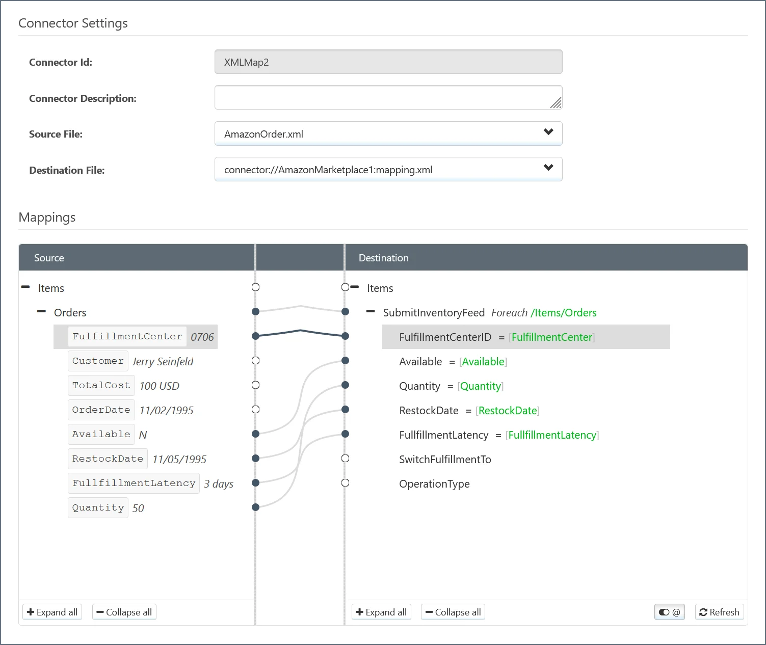 Amazon Marketplace Update Inventory XML Mapping