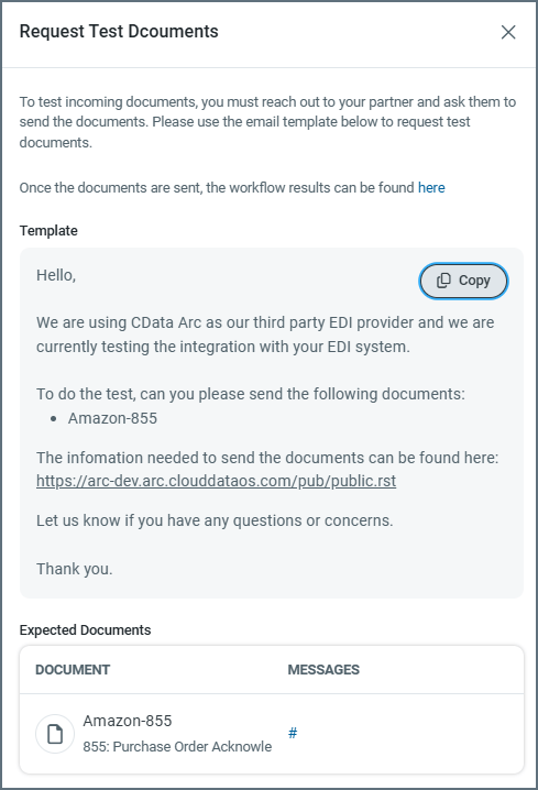Sample passive incoming email template