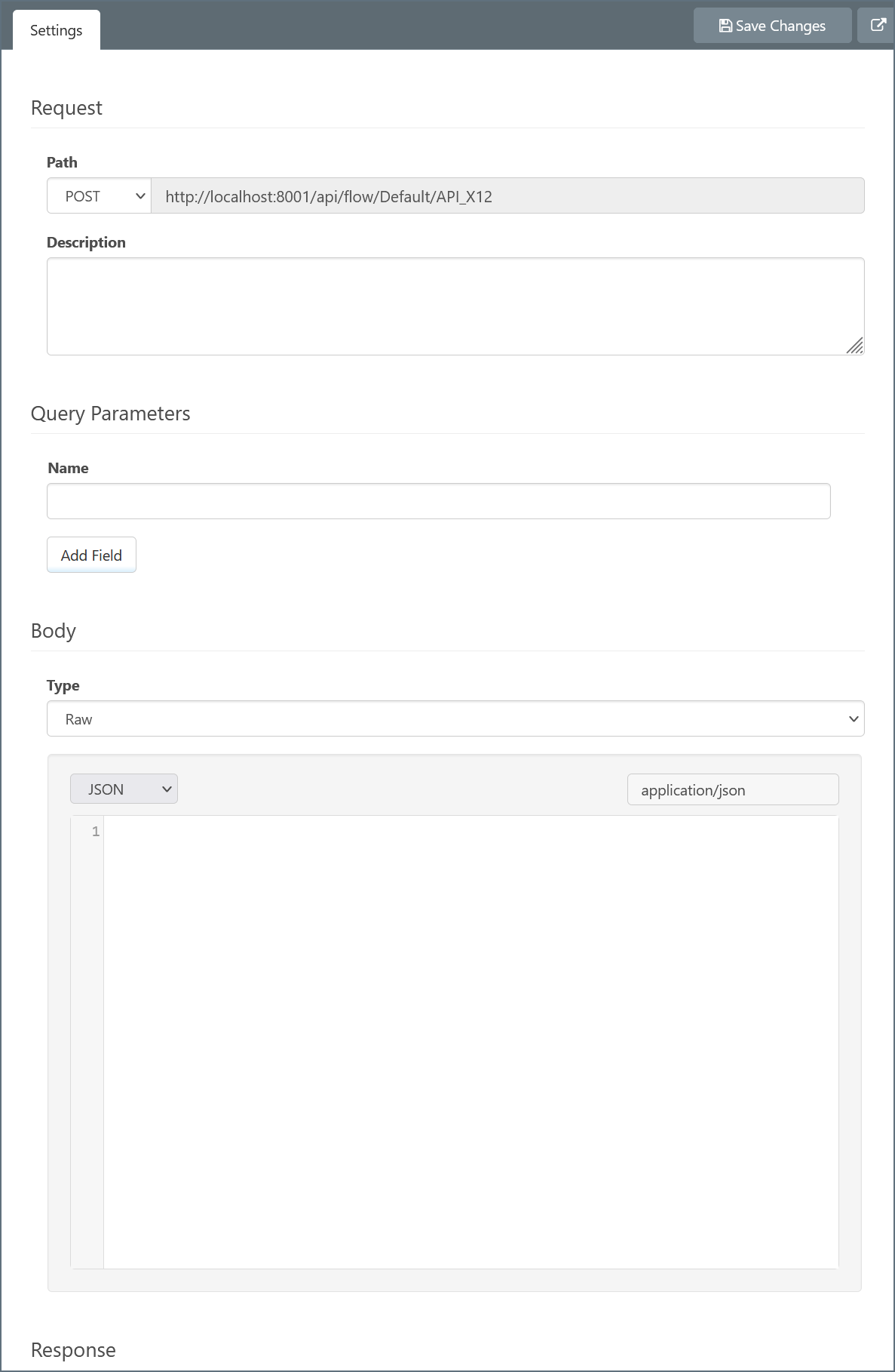 Flow API settings pane