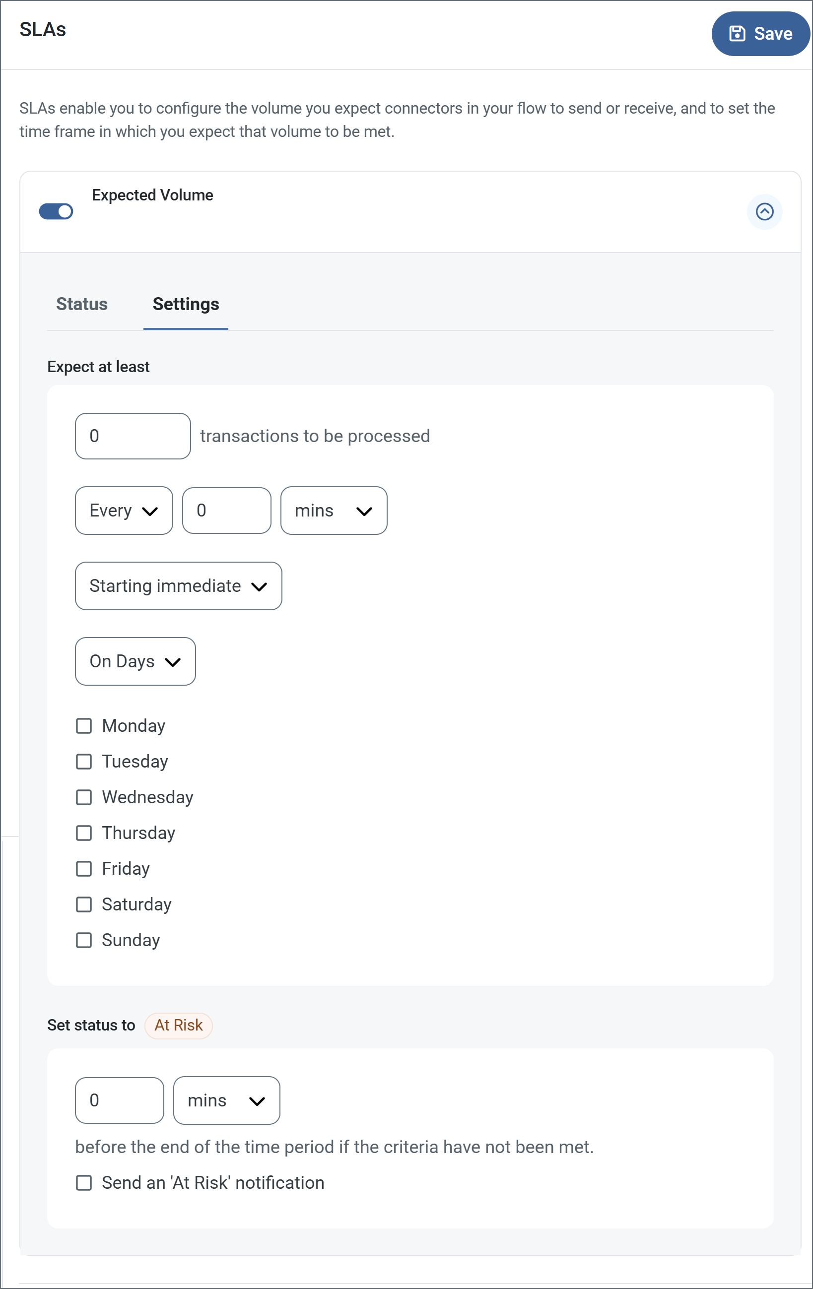 Empty SLA configuration
