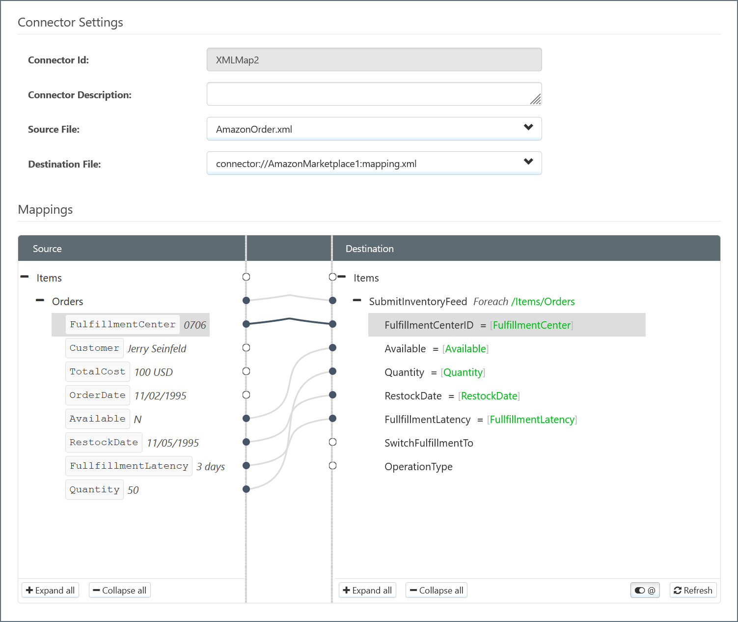 Amazon Marketplace Update Inventory XML Mapping