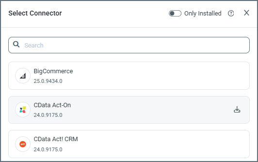 Select connector pane with download button