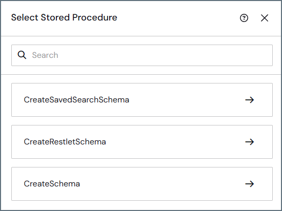 Select Stored Procedure pane
